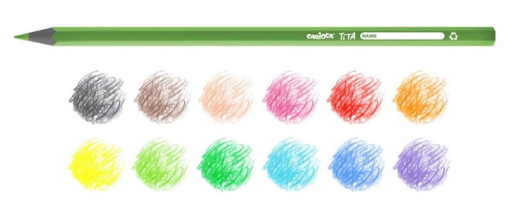 12 matite colorate in plastica riciclata