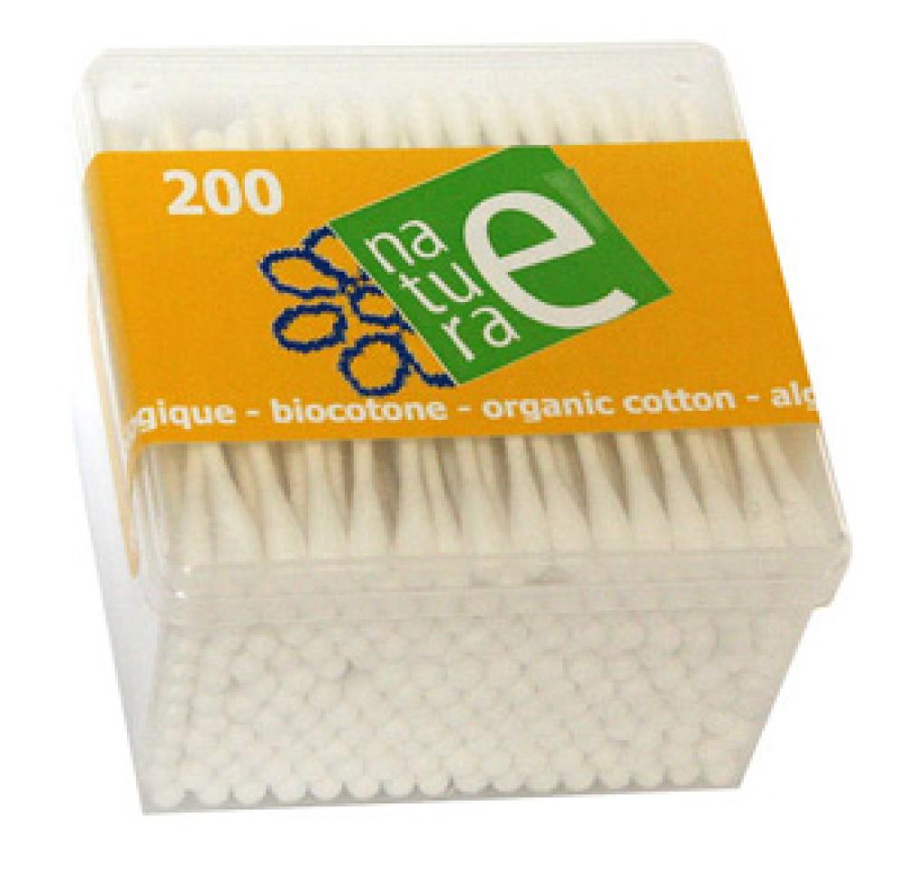 Confezione da 200 bastoncini per pulizia orecchie in cotone biologico 200pezzi